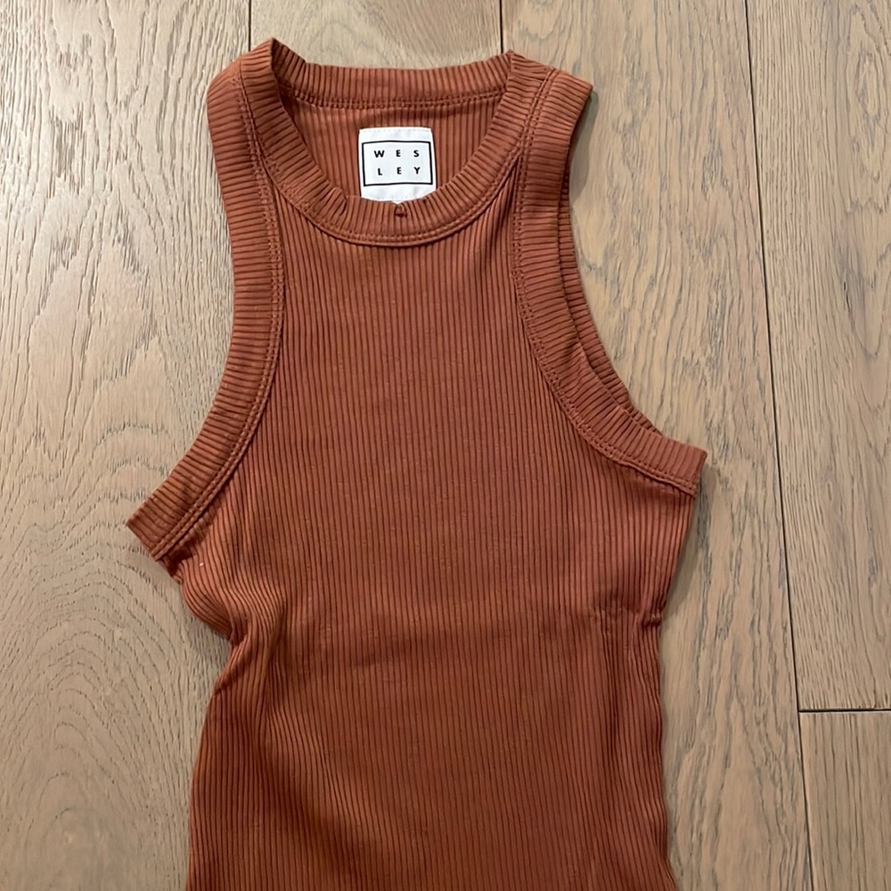 Wesley ribbed tank top - size XS - reddish brown